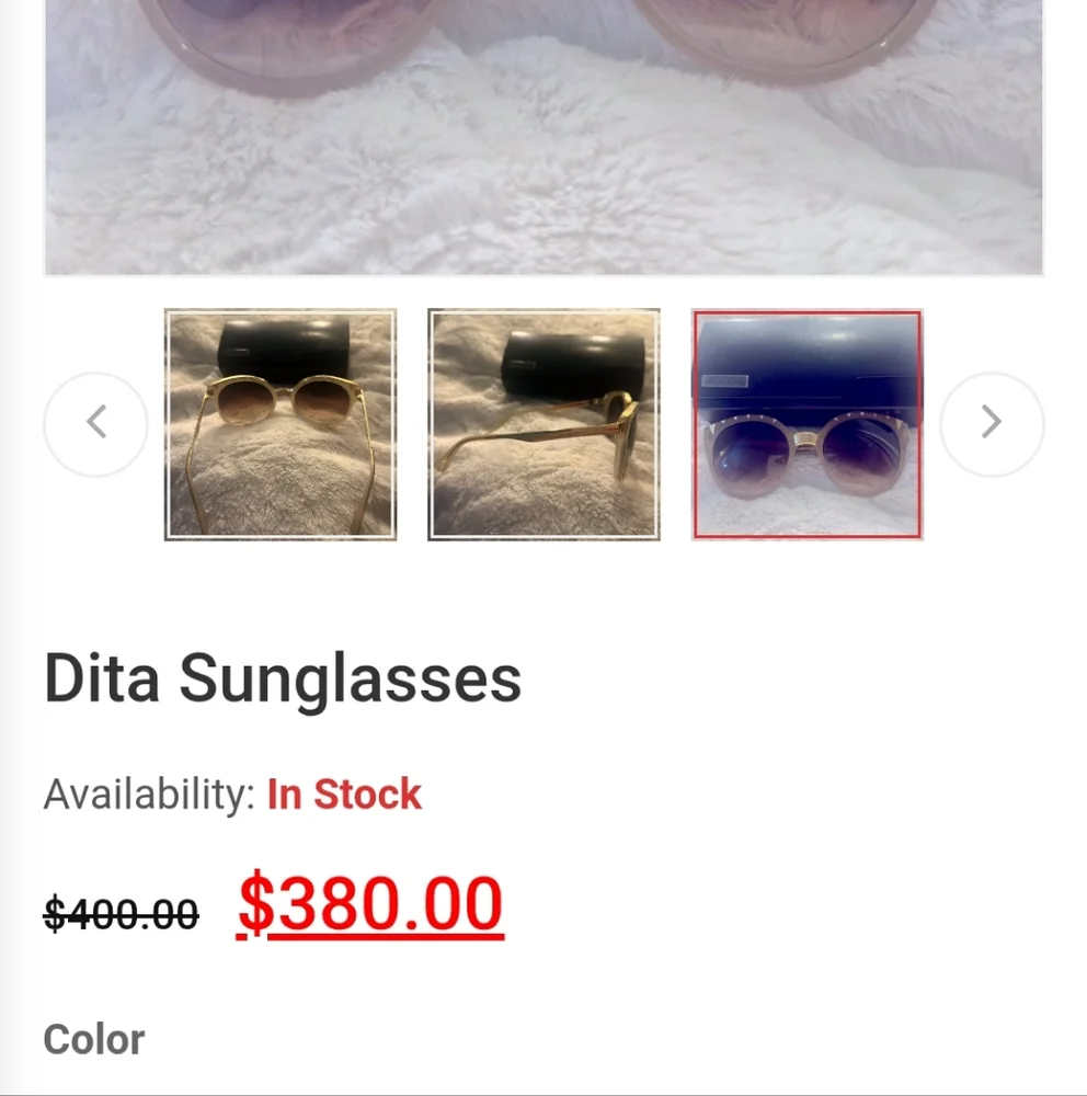 Vintage DITA Gold Bengal Sunglasses With Case